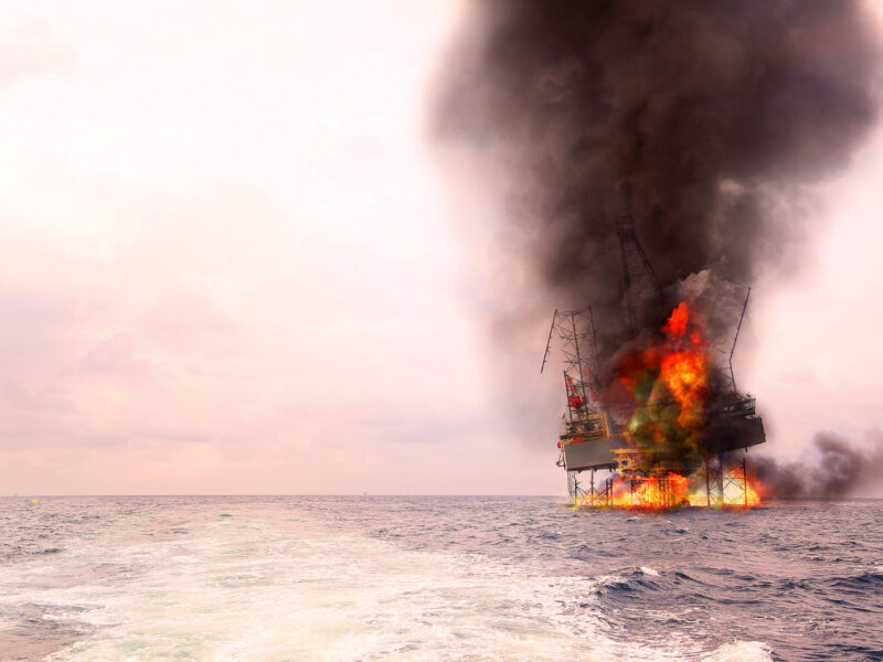 Offshore oil and rig construction damaged because worst case or